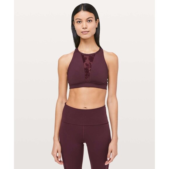 lululemon athletica Other - Women's Lululemon Energy Bra Flocked Dark Adobe Criss Cross Back Size 6